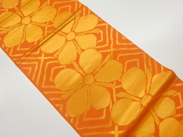 花に子持ち菱模様織出し全通袋帯